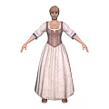 Woman in Vintage Style Long Dress With Fitted Bodice And Decorative Sleeves