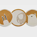 Round Carpets Featuring Rabbit Elephant Bear And Cute Soft Fabric Prints 3d model