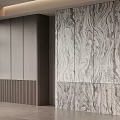Modern Wardrobe Interior Design With Marble Texture And Wooden Panel 3d model