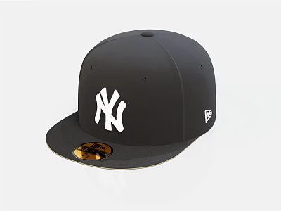 Black New Era Baseball Cap Featuring White NY Logo And Flat Brim Design 3d model