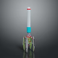 Space Rocket Design Featuring White Body Blue Section And Green Thrusters