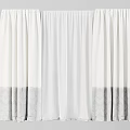 White Curtains with Gray Patterned Bottom Design for Home Interior Decor 3d model