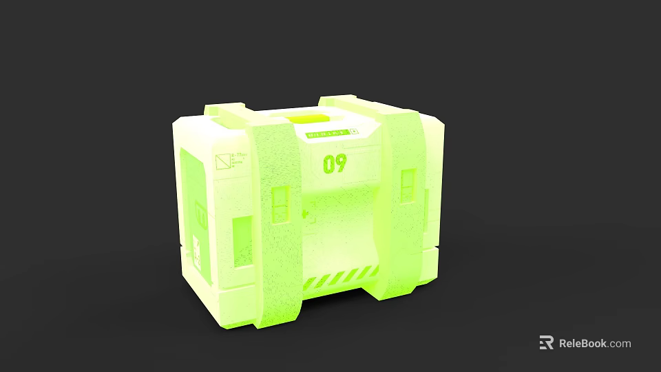 Green Weapon Storage Case Marked 09 With Sturdy Handles And Stripes 3d model 