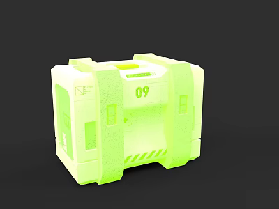 Green Weapon Storage Case Marked 09 With Sturdy Handles And Stripes 3d model
