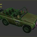 Military Green Vintage Convertible Jeep Model With Open Top And Detailed Seats