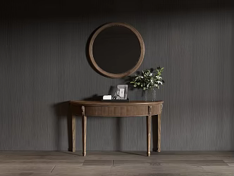 American Traditional Solid Wood Side Several Semi-circular Arc 3d model