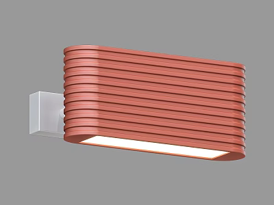 Modern Coral Red Striped Wall Lamp With White Bracket And Illuminated Light 3d model