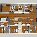 Hotel Rooms Interior Layout With Multiple Bedrooms And Wooden Flooring