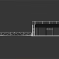 Public Facility Observation Deck With White Frame Structure Black Roof And Staircase Walkway