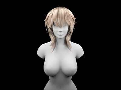 Game and Movie Character 3D Model Blonde Short Hair Faceless Upper Body Black Background 3d model