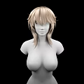 Game and Movie Character 3D Model Blonde Short Hair Faceless Upper Body Black Background