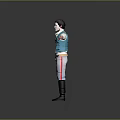 Adventurous Character With Teal Vest White Long Sleeve Gray Pants And Weapon Arms Outstretched
