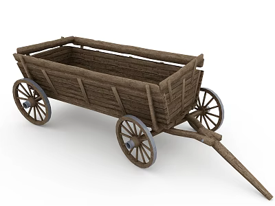 Retro medieval European carriage pull cart 3d model
