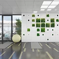 Spacious Fitness Gym With Large Windows Bright Lighting People Exercising On Treadmills And Exercise Balls