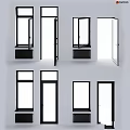 Black Framed Doors And Windows In Various Open Closed Styles With Radiators For Interior Use 3d model
