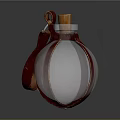 Transparent Glass Bottle With Red Leather Strap And Cork Stopper Design