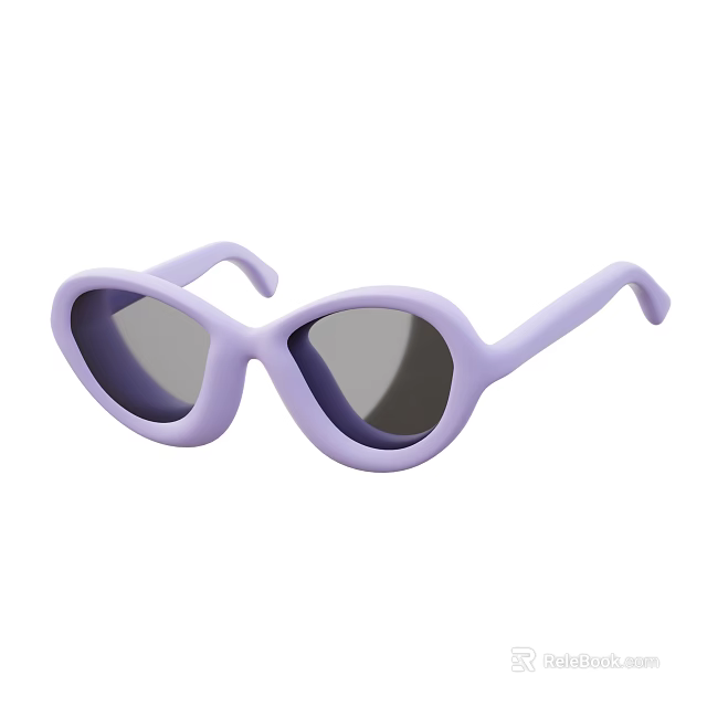 Purple Sunglasses Decorative Ornament Set With Unique Frame Design And Gray Lenses 3d model 