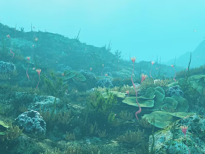 Underwater Scenic Landscape With Colorful Coral Green Seagrass And Pink Anemones 3d model