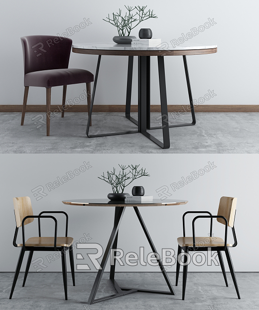 Nordic Dining Table and Chair Combination Round Dining Table and Chair model