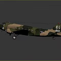 Detailed Camouflage Military Airplane Model With Green Brown Colors And Propeller Wings