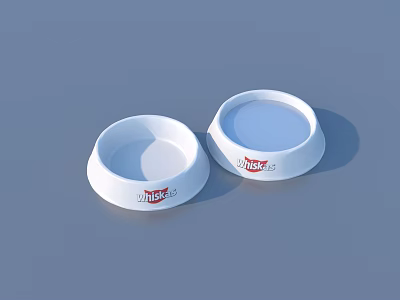 White Pet Bowls Featuring Pedigree Logo As Essential Daily Living Supplies 3d model