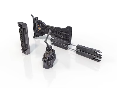 Disassembled Mechanical Equipment Parts Including Brackets Gears And Metal Components 3d model