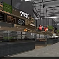 Modern Supermarket Interior With Fresh Produce Display Counters And Food Section