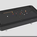 Black Billiard Table With Cue Stick Triangle Rack And Multiple Colored Balls 3d model