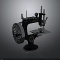 Vintage Singer Sewing Machine With Classic Black Body And Silver Mechanical Parts