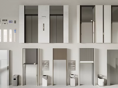 Modern Elevator Door Designs With Various Styles Metal Finishes And Lobby Signage 3d model