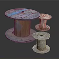 Rustic Wooden Spools in Different Sizes for Home Decor and Crafts 3d model