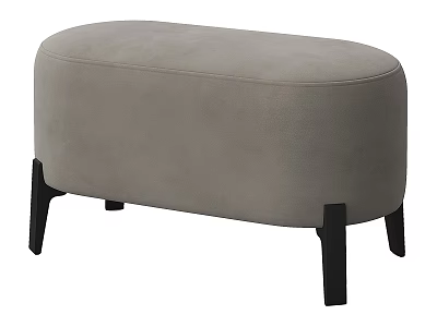 Modern Gray Upholstered Sofa Bench With Black Wooden Legs And Comfortable Seat 3d model