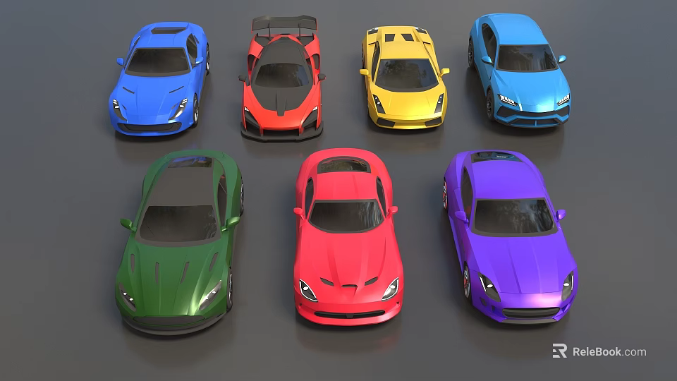 Assorted Colored Cars With Different Models And Stylish Exteriors On 3d model 