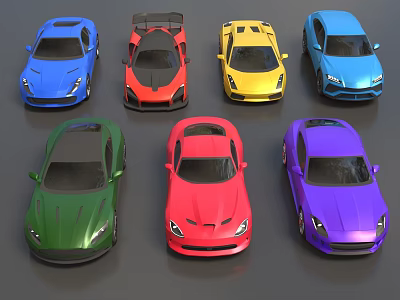 Assorted Colored Cars With Different Models And Stylish Exteriors On 3d model