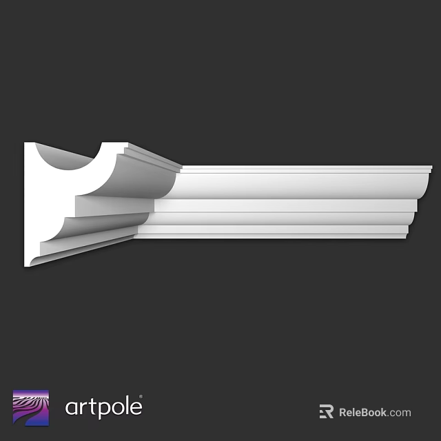 White Decorative Architectural Component With Layered Design And Smooth Edges 3d model 