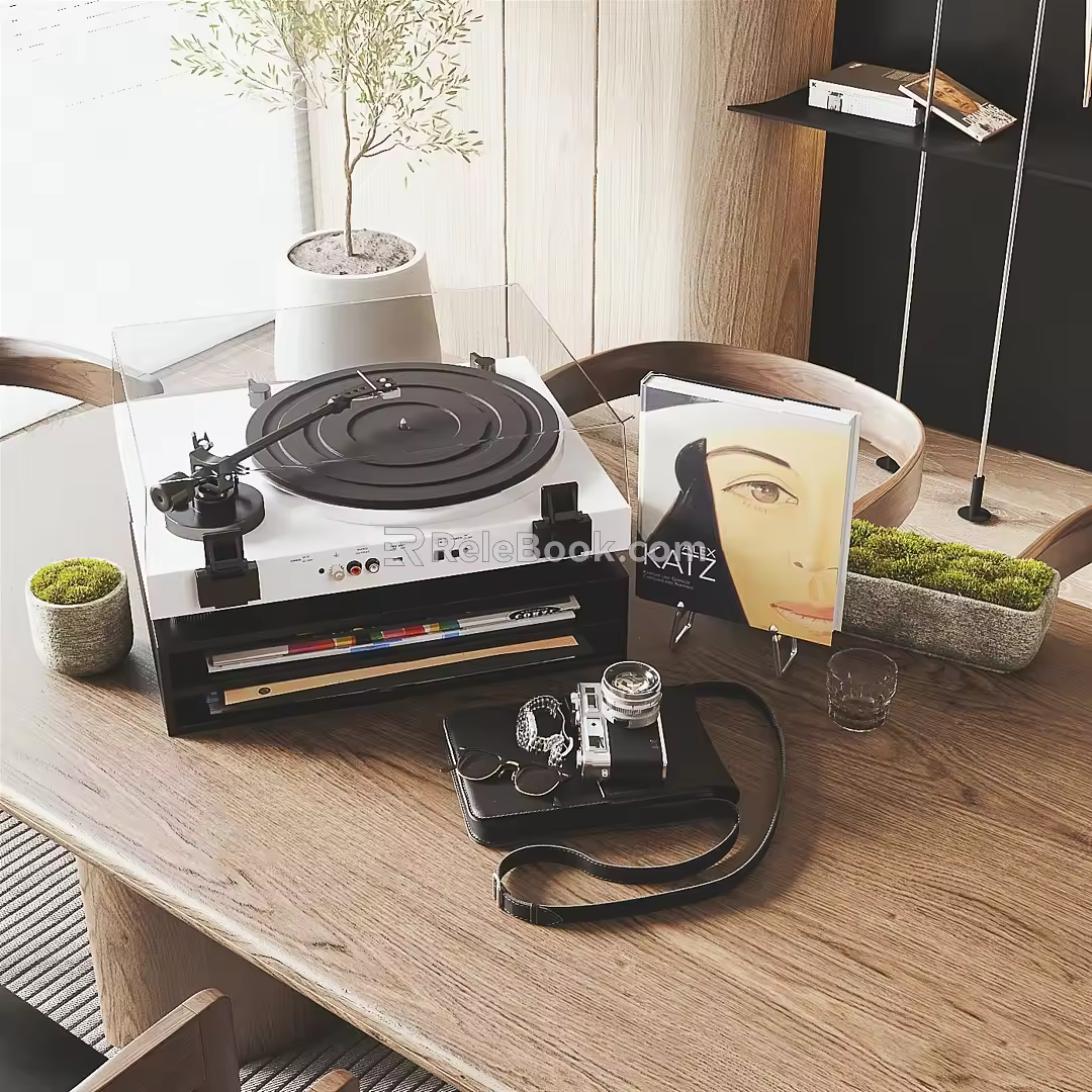 Modern record player record camera combination 3d model