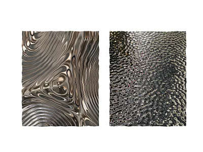 Metallic Textured Wall Panels Showcasing Wave Pattern And Granular Texture Design 3d model