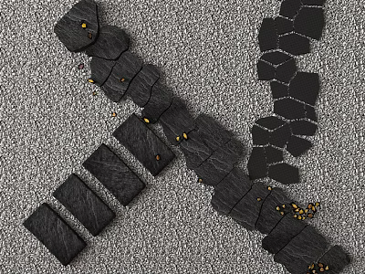 Black Stepping Stones Garden Path Design With Gray Ground And Small Pebbles 3d model