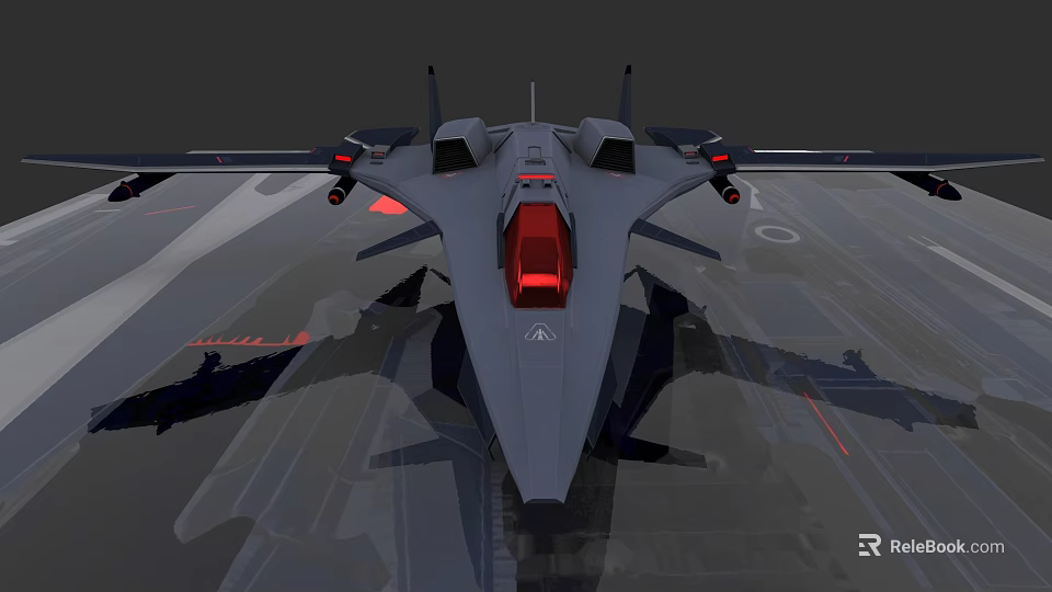 Modern Fighter Jet Weapon With Red Cockpit And Aerodynamic Wing Structure 3d model