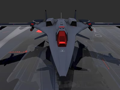 Modern Fighter Jet Weapon With Red Cockpit And Aerodynamic Wing Structure 3d model