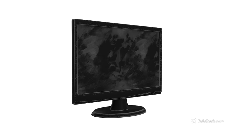 Sleek Black Computer Monitor With Stable Base And Clear Display Screen 3d model 