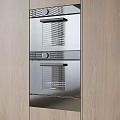 Modern Kitchen With Stainless Steel Built in Oven And Wooden Cabinets