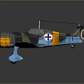 Vintage Military Airplane Model With Camouflage Paint Red Propeller And Blue Cross Markings