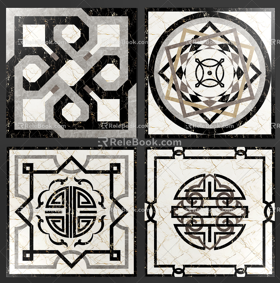 New Chinese Tile Square Marble Parquet Marble Parquet 3d model