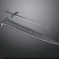 Decorative Metallic Weapon Set With Engraved Sword And Sharp Dagger