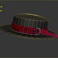 Stylish Gray Fashion Hat With Red Ribbon And Gold Buckle Detail