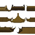 Traditional Chinese Architectural Roof Components With Diverse Eave Designs And Tile Patterns 3d model
