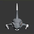 3D Animated Cartoon Character Standing With Gray Body White Belly Pink Ears And Yellow Eyes