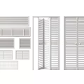 White Folding Doors with Various Louver Designs and Panel Styles 3d model