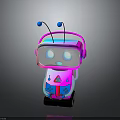 Pink And Blue Robot Insect With Transparent Visor Blue Antennae And Glowing Wheels